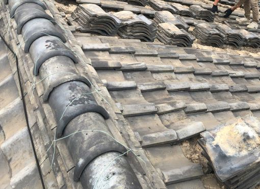 大府市 牧様邸 瓦屋根葺き替え工事 (7)UP R　屋根　撤去